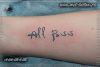 Тату надпись  "All Pass". женская черно-белая татуировка на запястье
